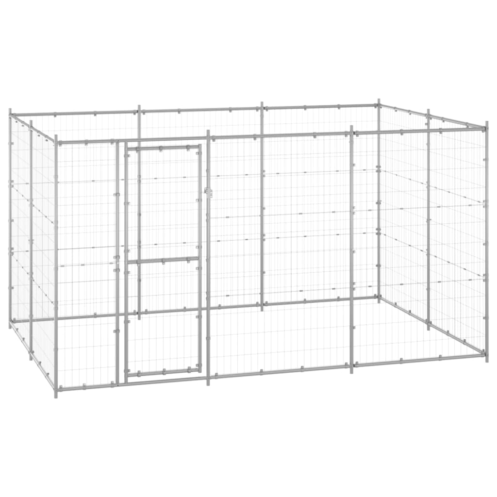 vidaXL Outdoor Dog Kennel Galvanised Steel 7.26 m²