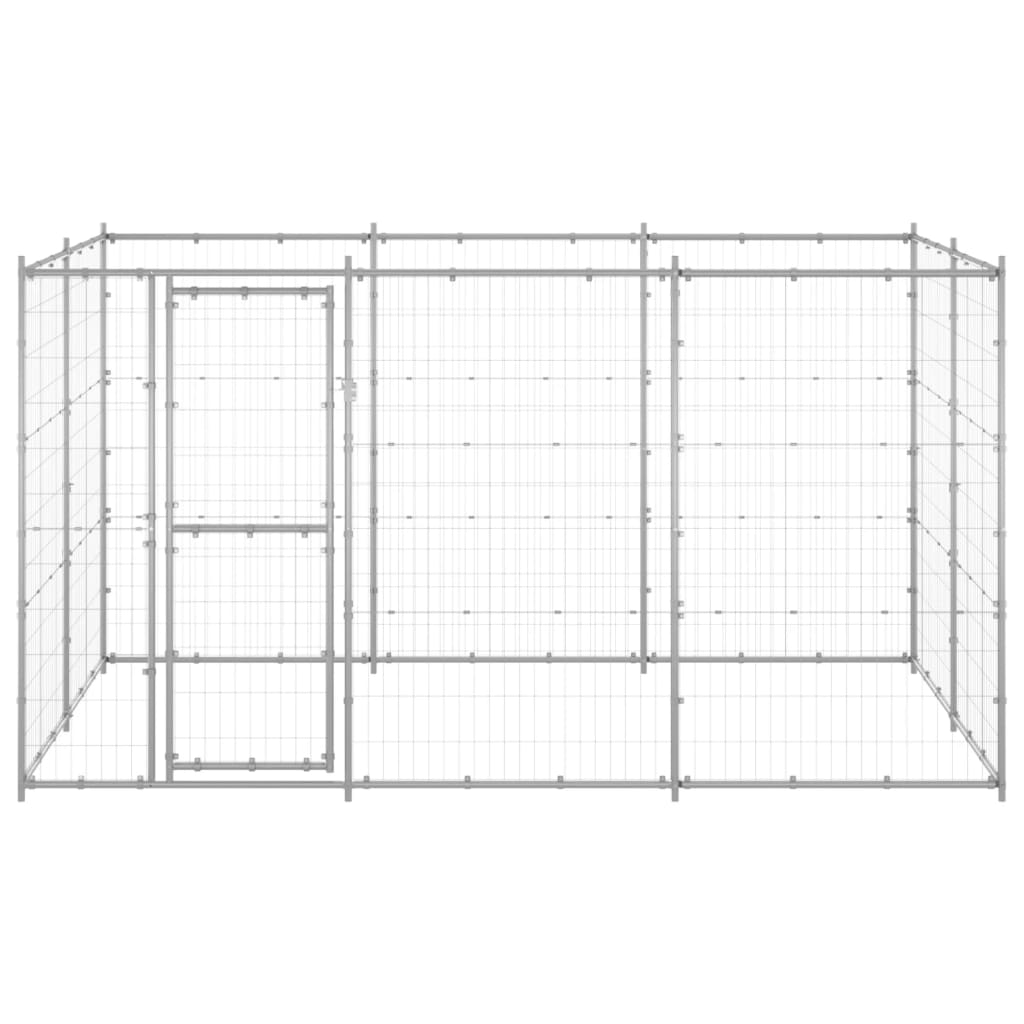 vidaXL Outdoor Dog Kennel Galvanised Steel 7.26 m²