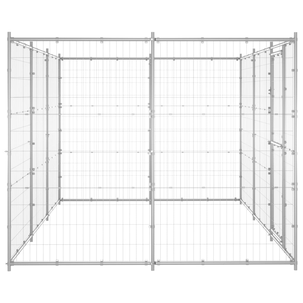 vidaXL Outdoor Dog Kennel Galvanised Steel 7.26 m²