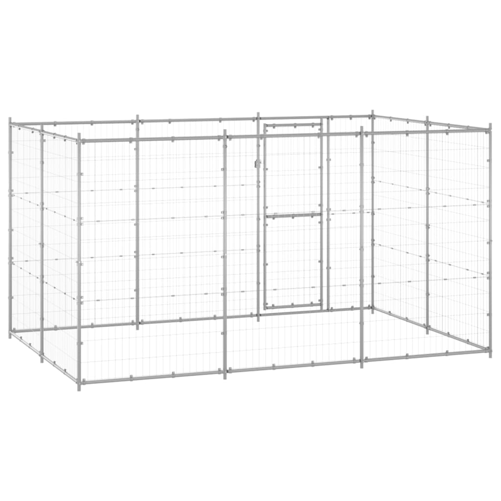 vidaXL Outdoor Dog Kennel Galvanised Steel 7.26 m²