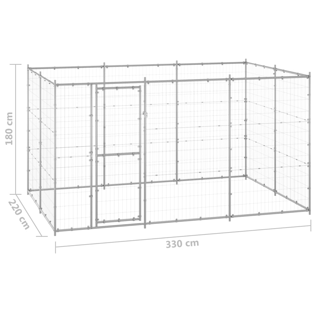 vidaXL Outdoor Dog Kennel Galvanised Steel 7.26 m²