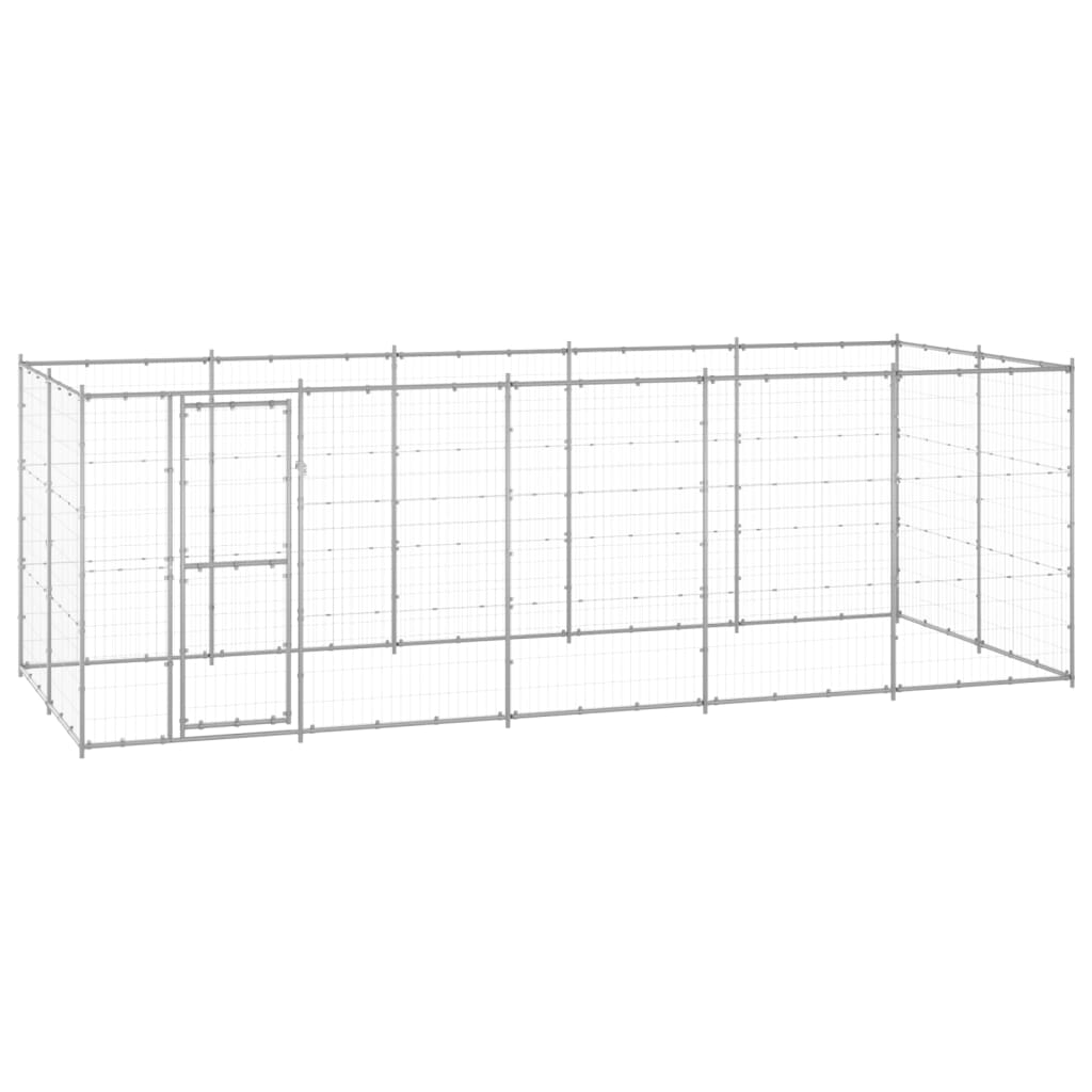 vidaXL Outdoor Dog Kennel Galvanised Steel 12.1 m²