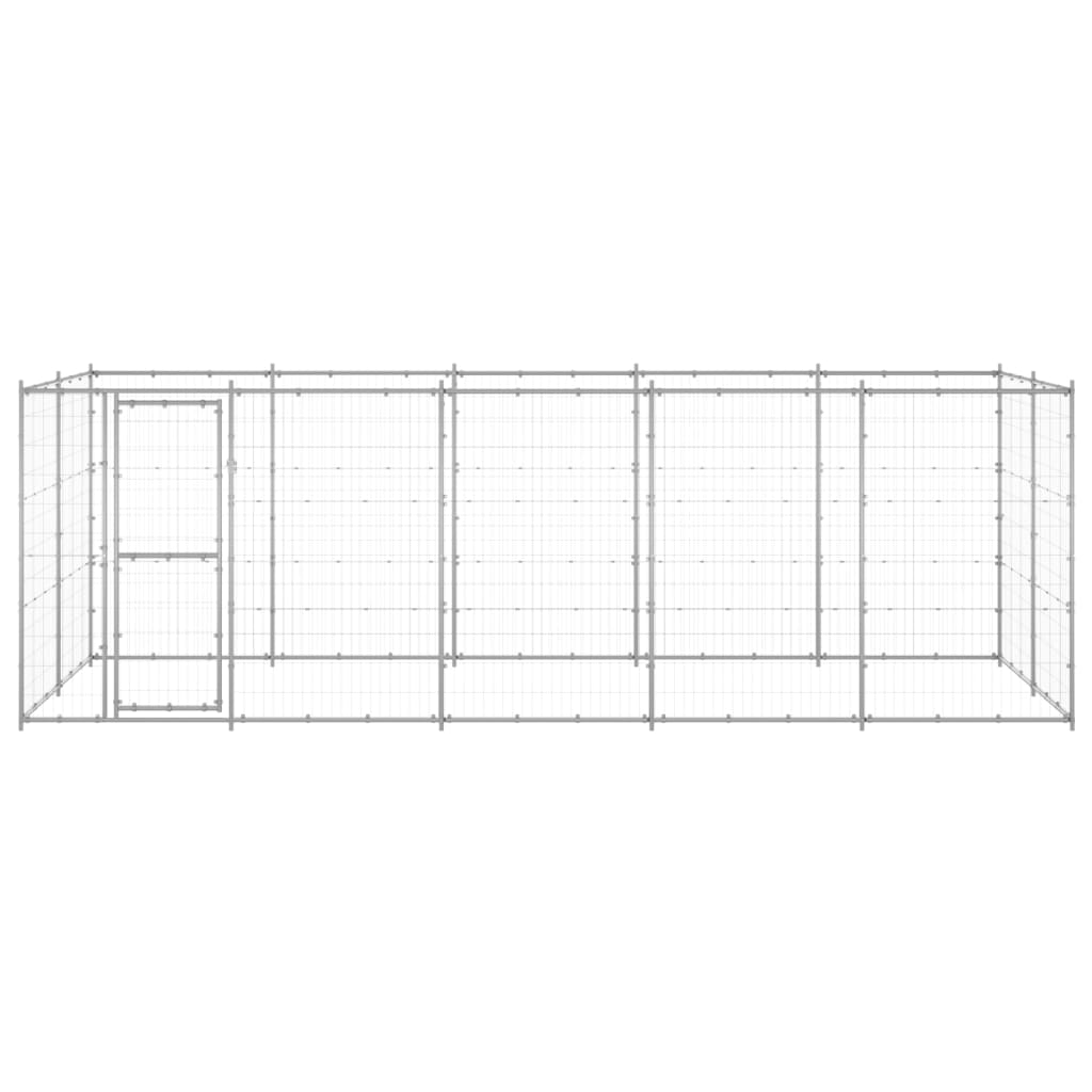 vidaXL Outdoor Dog Kennel Galvanised Steel 12.1 m²