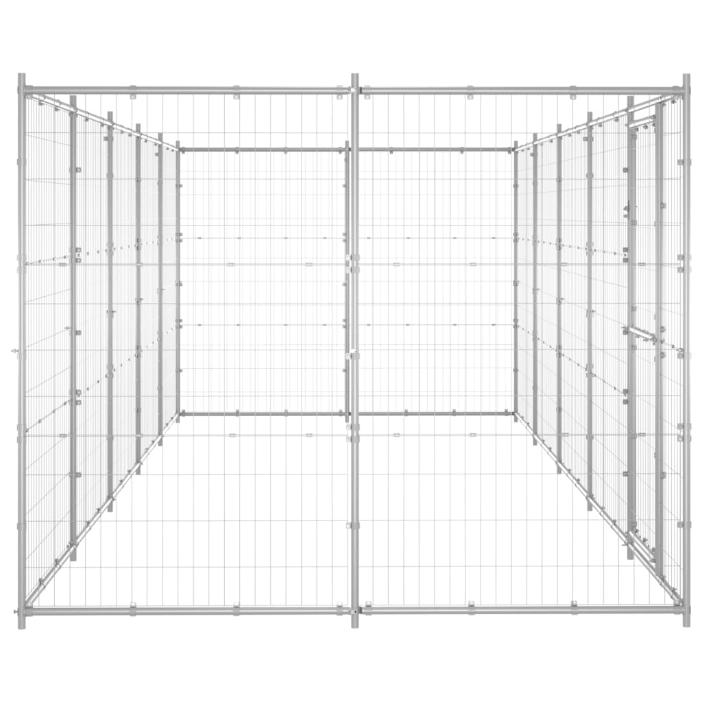 vidaXL Outdoor Dog Kennel Galvanised Steel 12.1 m²