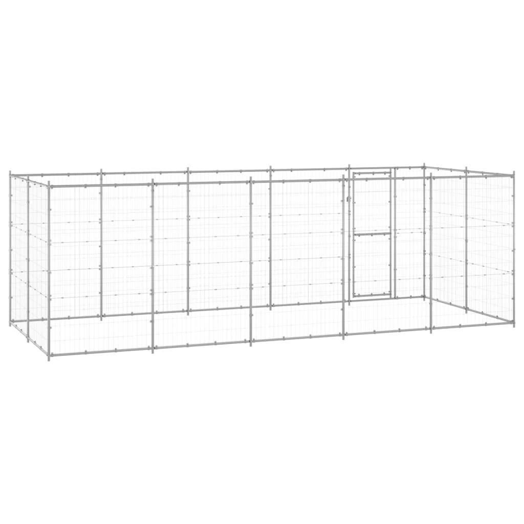 vidaXL Outdoor Dog Kennel Galvanised Steel 12.1 m²