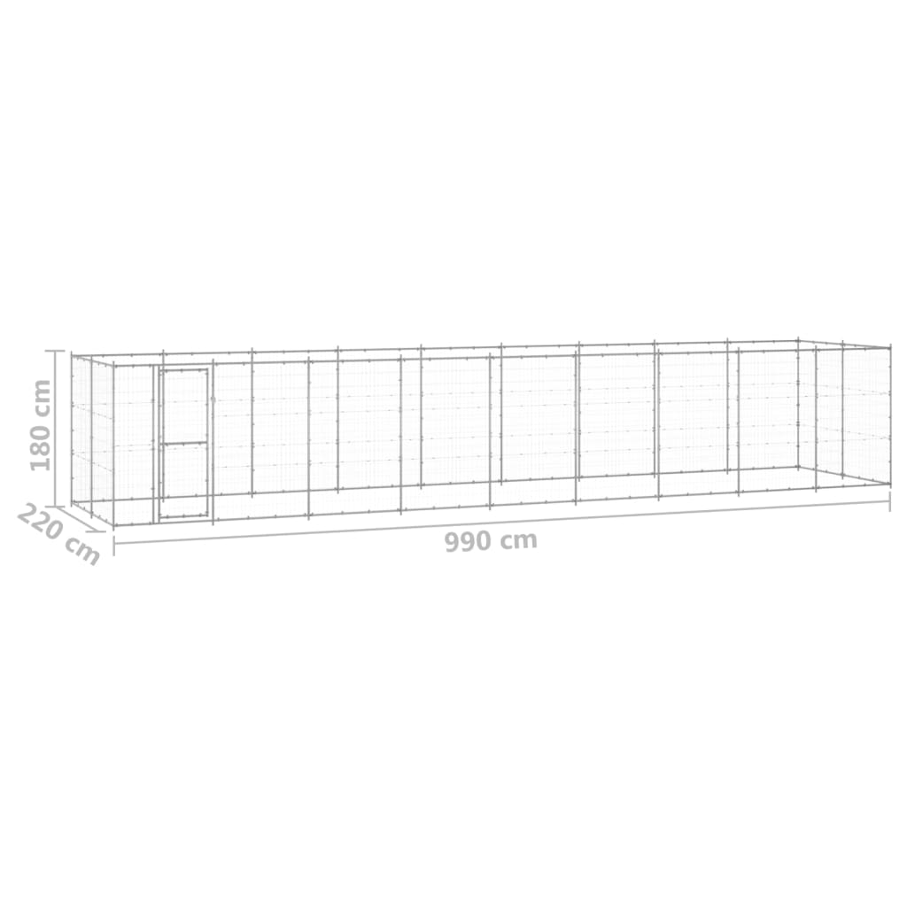 vidaXL Outdoor Dog Kennel Galvanised Steel 21.78 m²