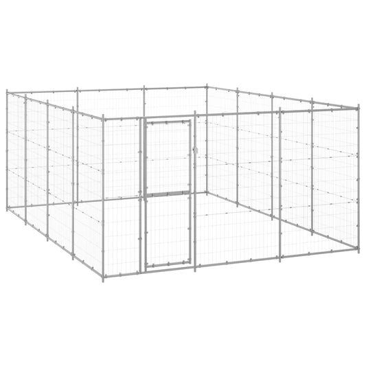 vidaXL Outdoor Dog Kennel Galvanised Steel 14.52 m²