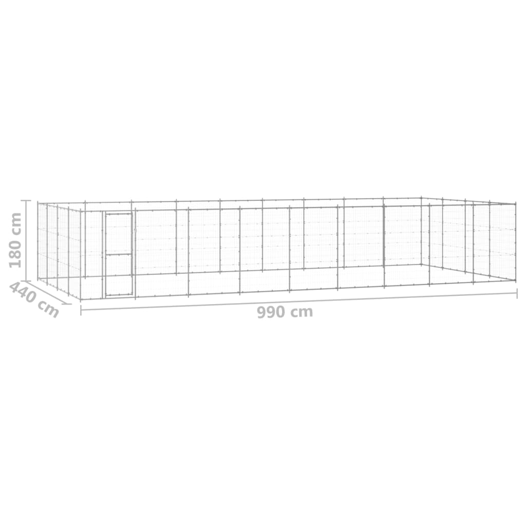 vidaXL Outdoor Dog Kennel Galvanised Steel 43.56 m²