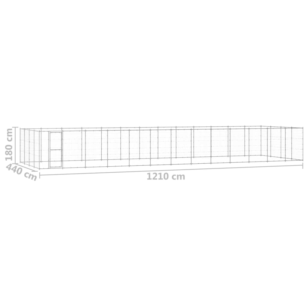 vidaXL Outdoor Dog Kennel Galvanised Steel 53.24 m²