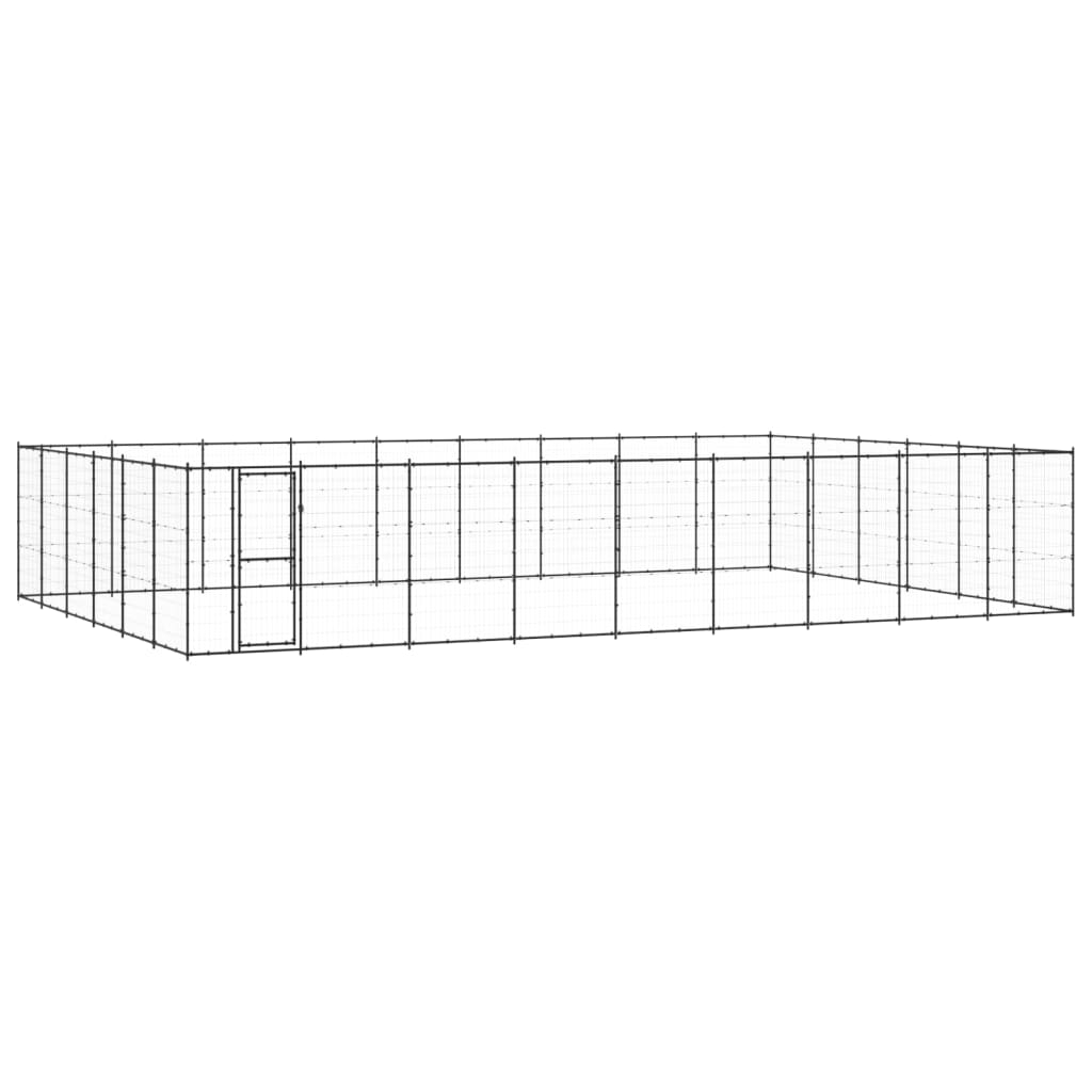 vidaXL Outdoor Dog Kennel Steel 65.34 m²