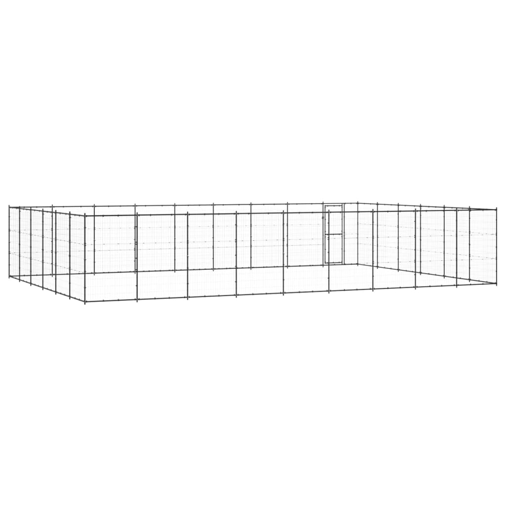 vidaXL Outdoor Dog Kennel Steel 65.34 m²