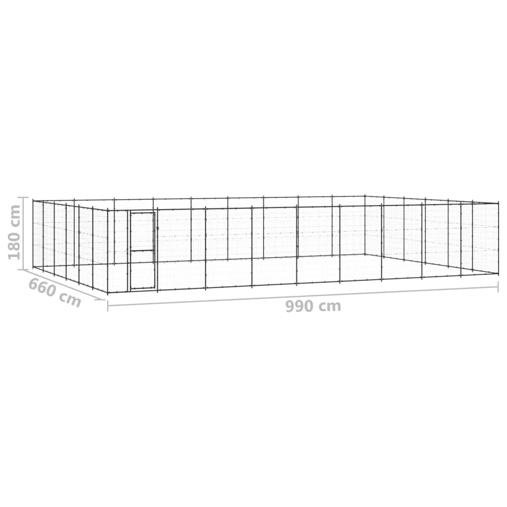 vidaXL Outdoor Dog Kennel Steel 65.34 m²