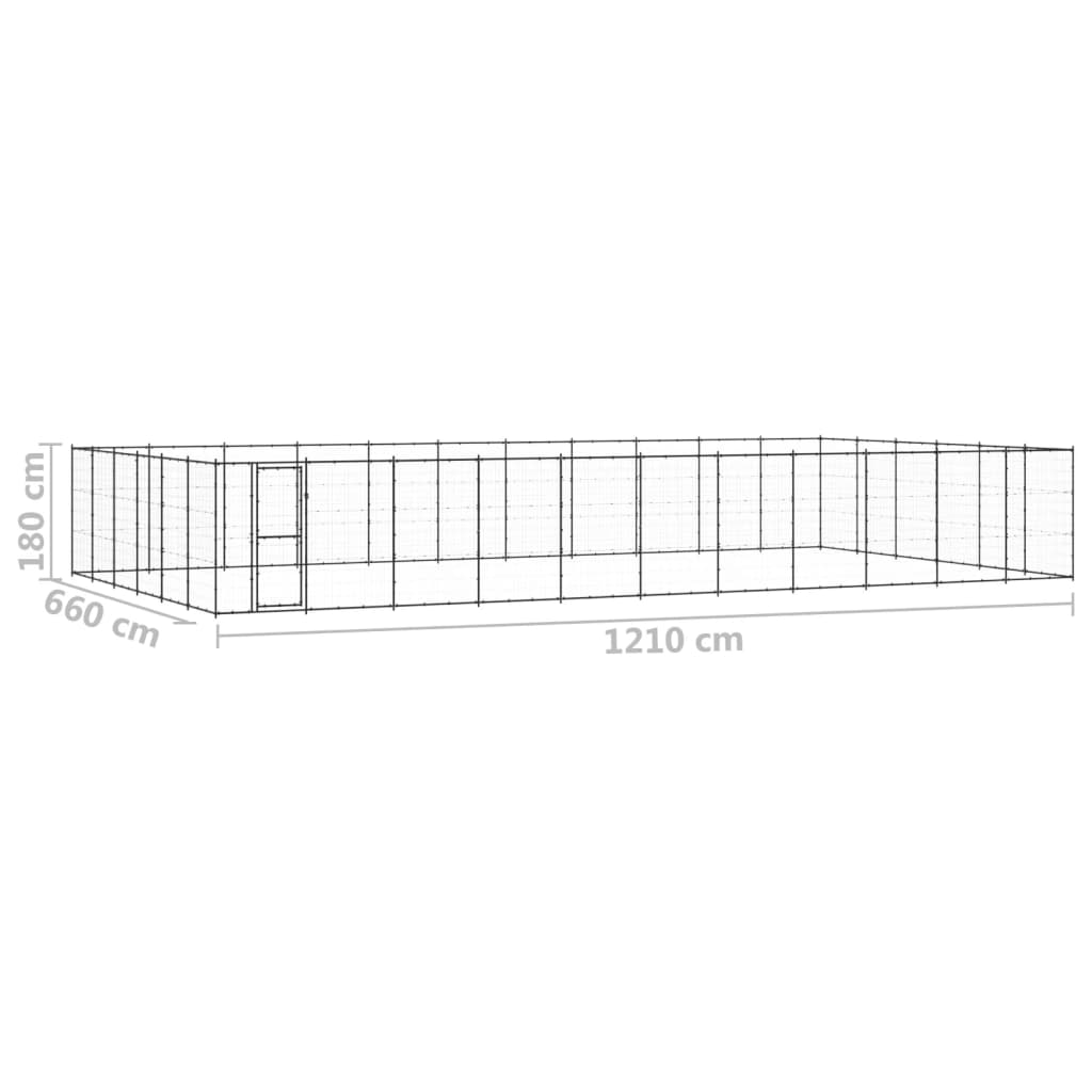 vidaXL Outdoor Dog Kennel Steel 79.86 m²