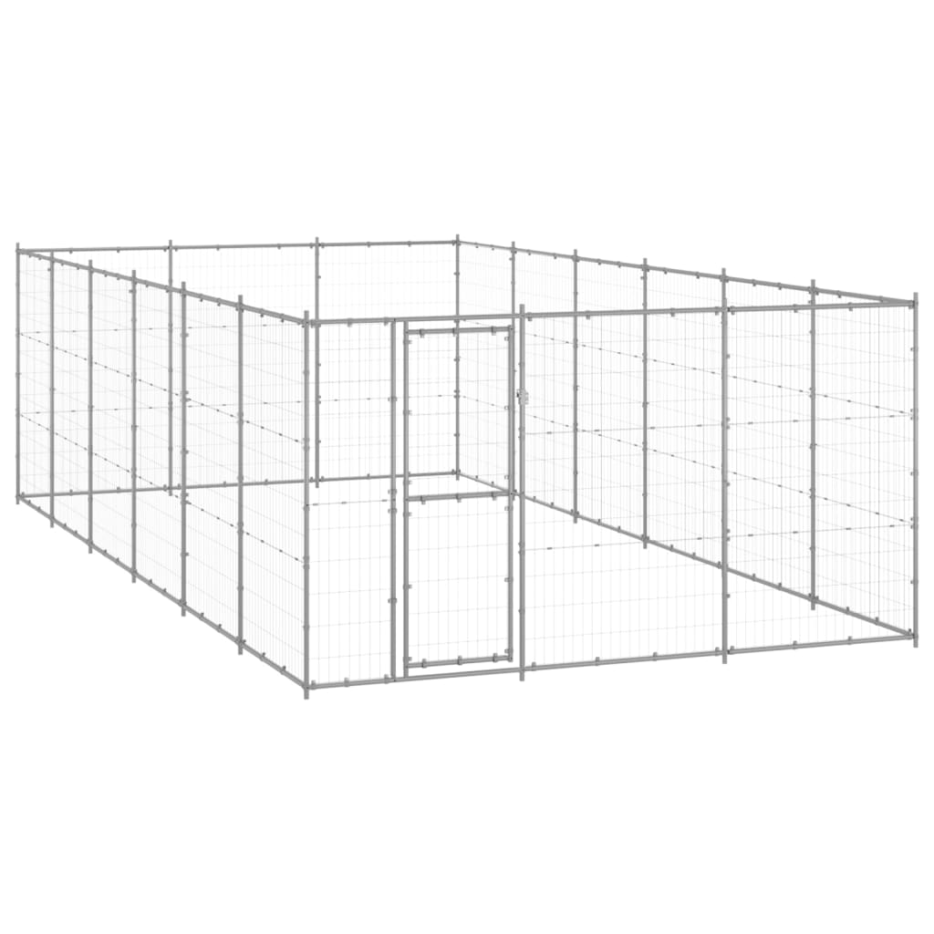 vidaXL Outdoor Dog Kennel Galvanised Steel 21.78 m²