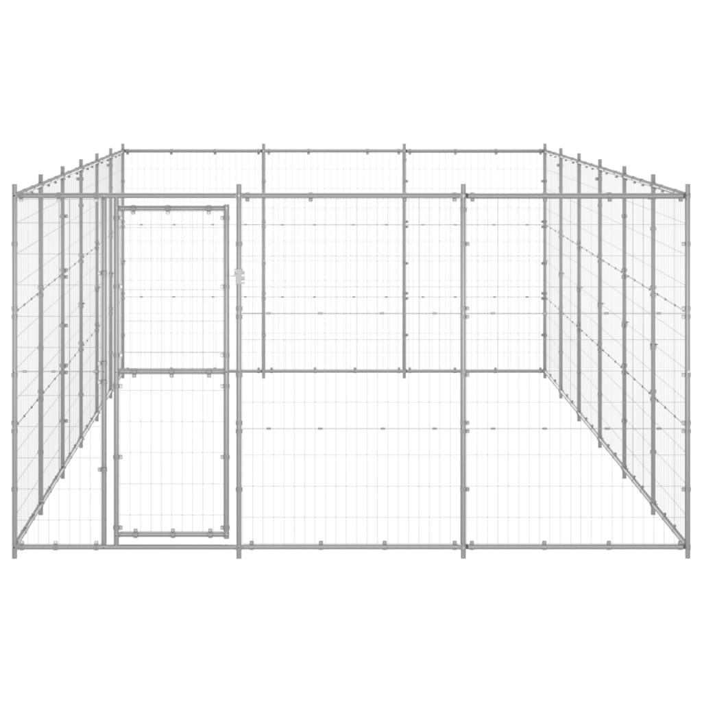 vidaXL Outdoor Dog Kennel Galvanised Steel 21.78 m²