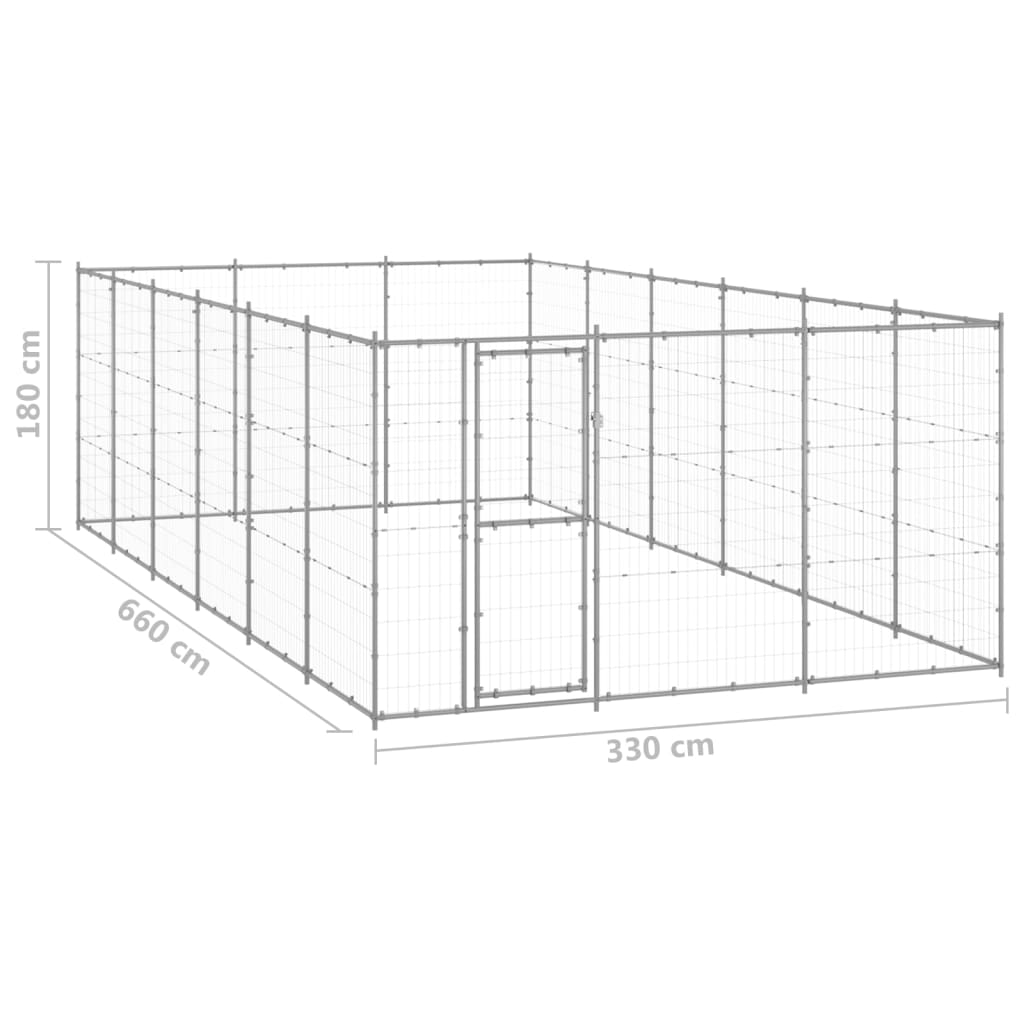 vidaXL Outdoor Dog Kennel Galvanised Steel 21.78 m²