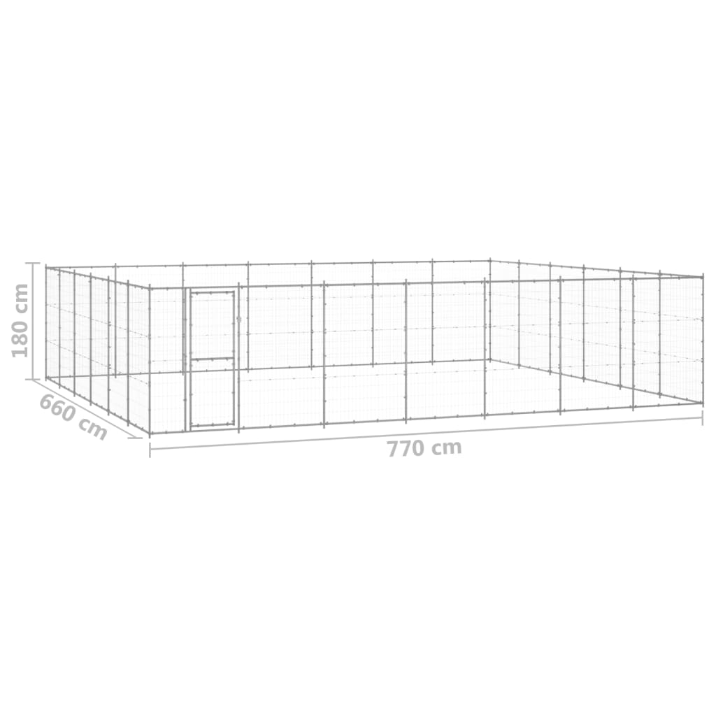 vidaXL Outdoor Dog Kennel Galvanised Steel 50.82 m²