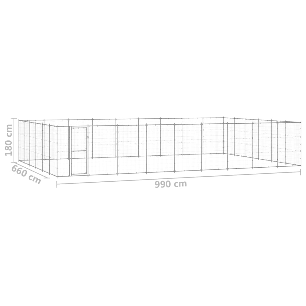 vidaXL Outdoor Dog Kennel Galvanised Steel 65.34 m²