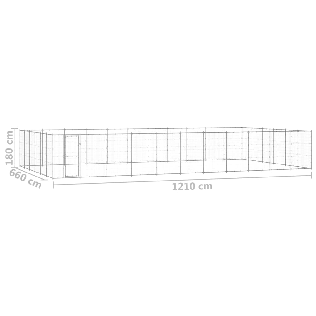 vidaXL Outdoor Dog Kennel Galvanised Steel 79.86 m²