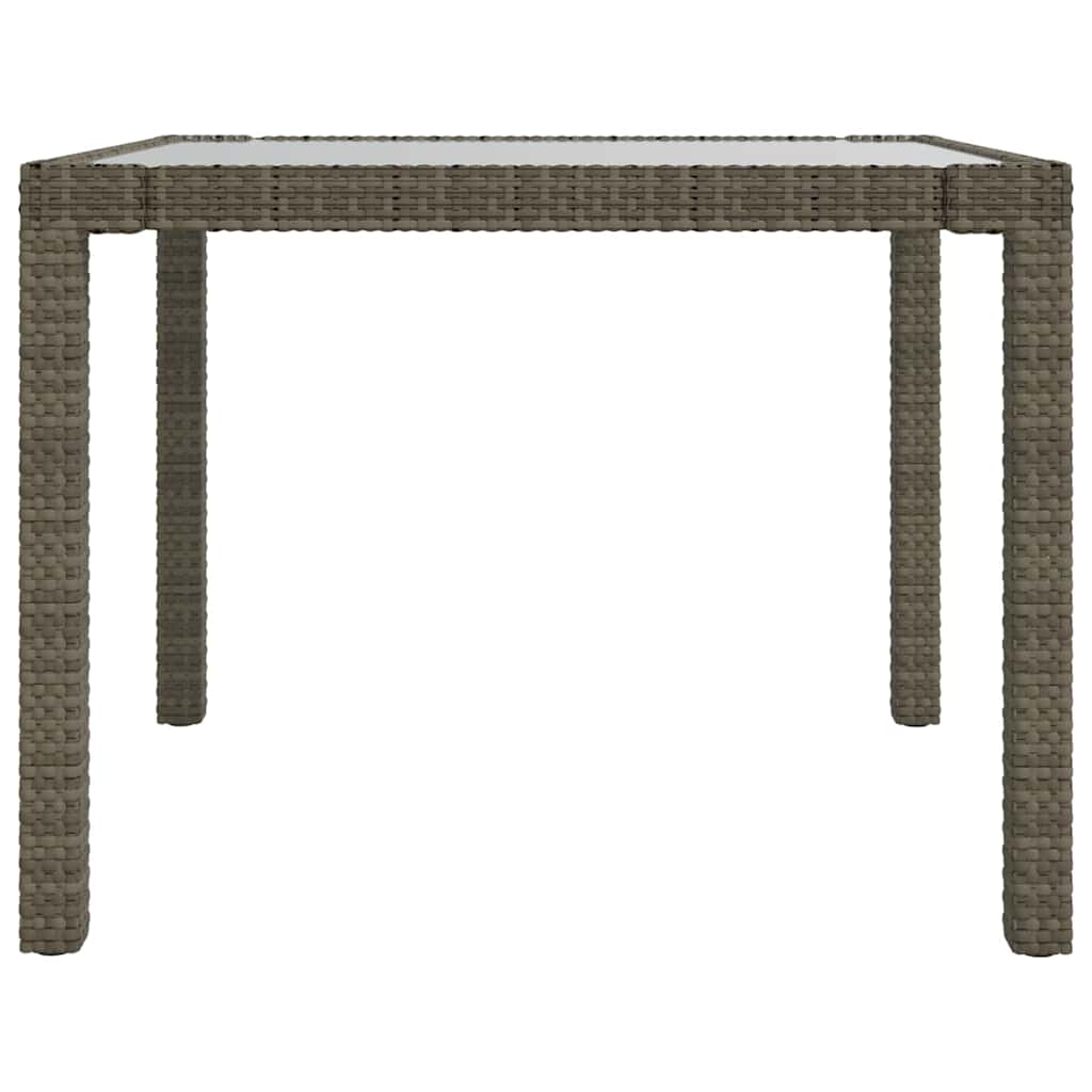 316700 vidaXL Garden Table 90x90x75 cm Tempered Glass and Poly Rattan Grey