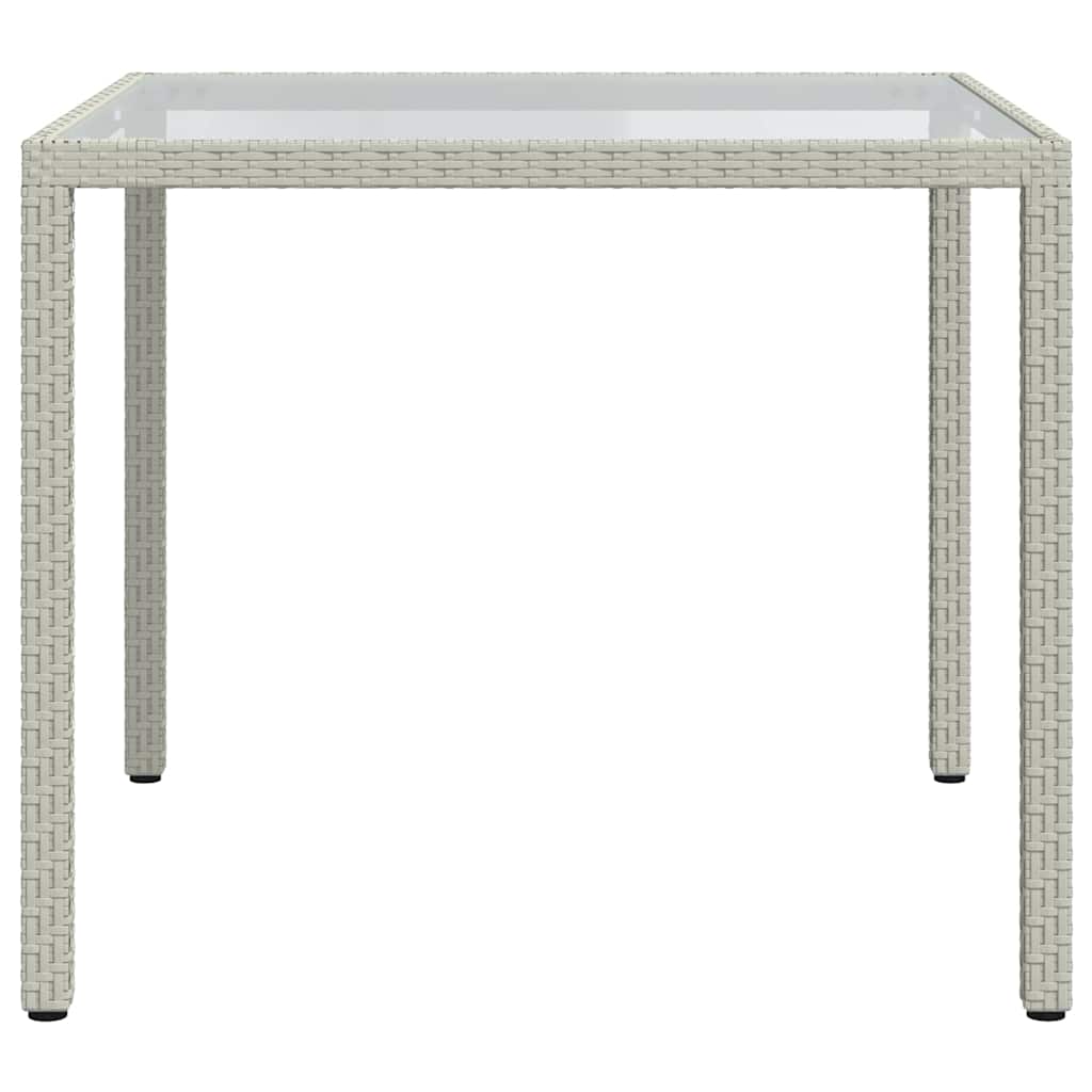 316702 vidaXL Garden Table 90x90x75 cm Tempered Glass and Poly Rattan White