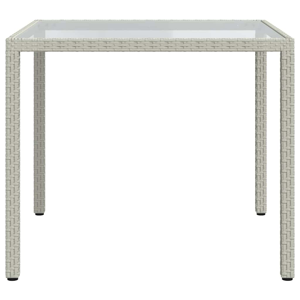 316702 vidaXL Garden Table 90x90x75 cm Tempered Glass and Poly Rattan White