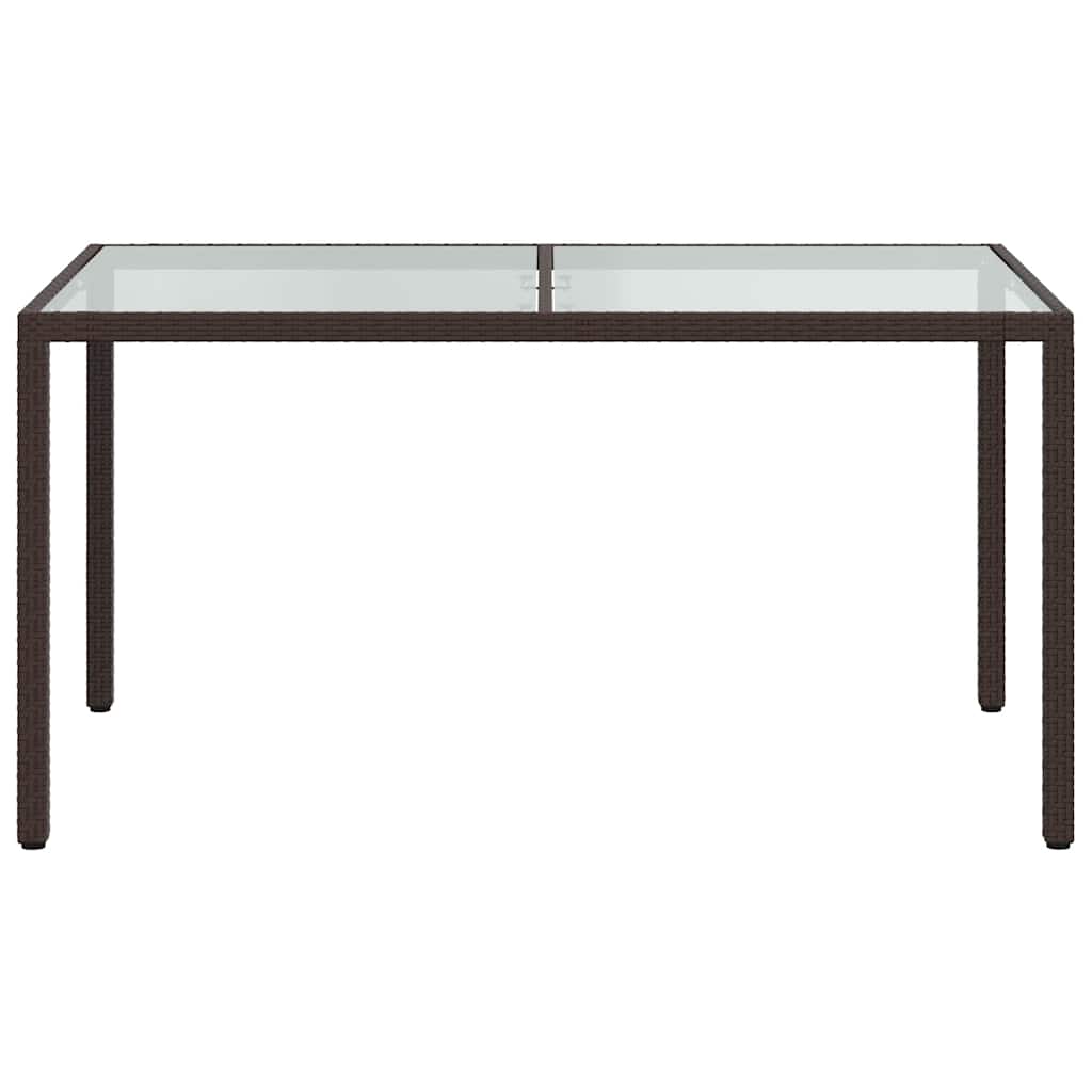 316704 vidaXL Garden Table 150x90x75 cm Tempered Glass and Poly Rattan Brown