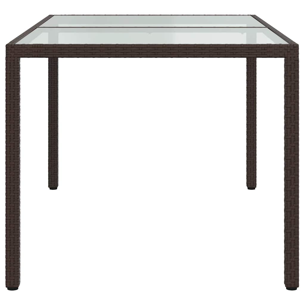 316704 vidaXL Garden Table 150x90x75 cm Tempered Glass and Poly Rattan Brown