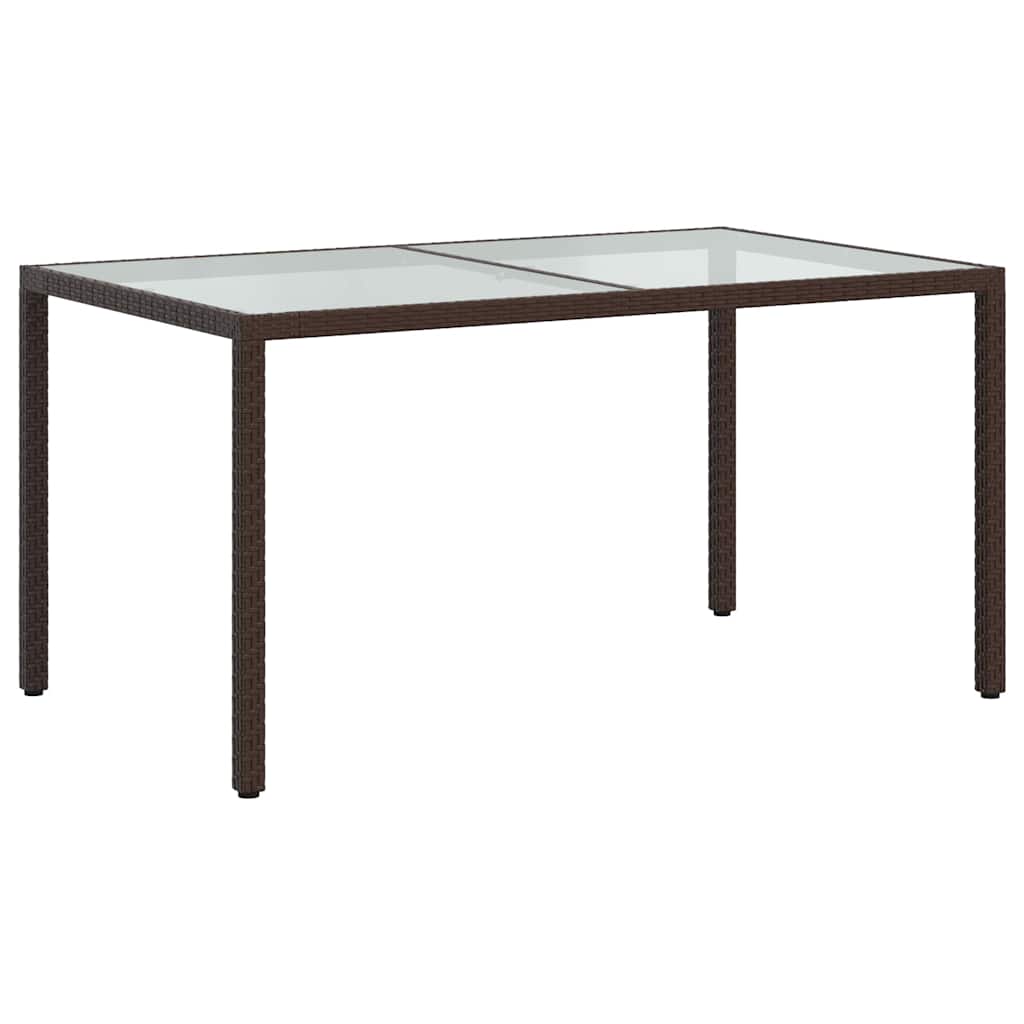 316704 vidaXL Garden Table 150x90x75 cm Tempered Glass and Poly Rattan Brown
