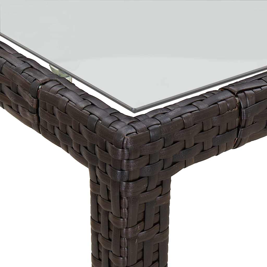 316704 vidaXL Garden Table 150x90x75 cm Tempered Glass and Poly Rattan Brown