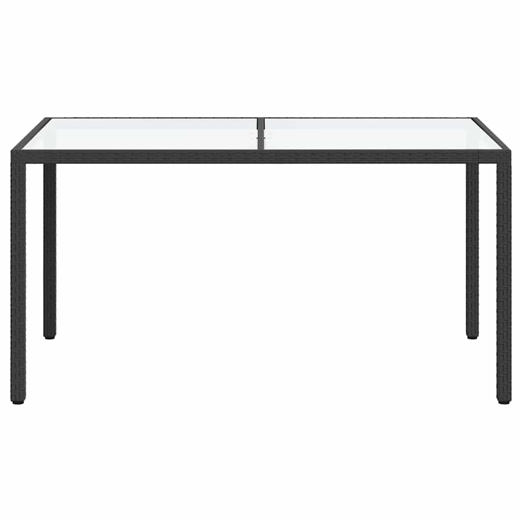 316705 vidaXL Garden Table 150x90x75 cm Tempered Glass and Poly Rattan Black