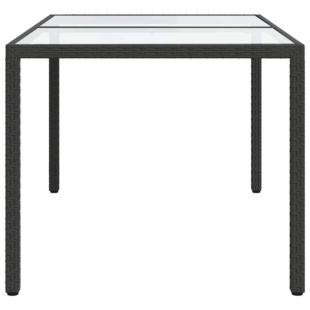 316705 vidaXL Garden Table 150x90x75 cm Tempered Glass and Poly Rattan Black