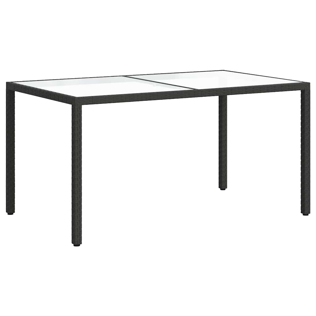 316705 vidaXL Garden Table 150x90x75 cm Tempered Glass and Poly Rattan Black