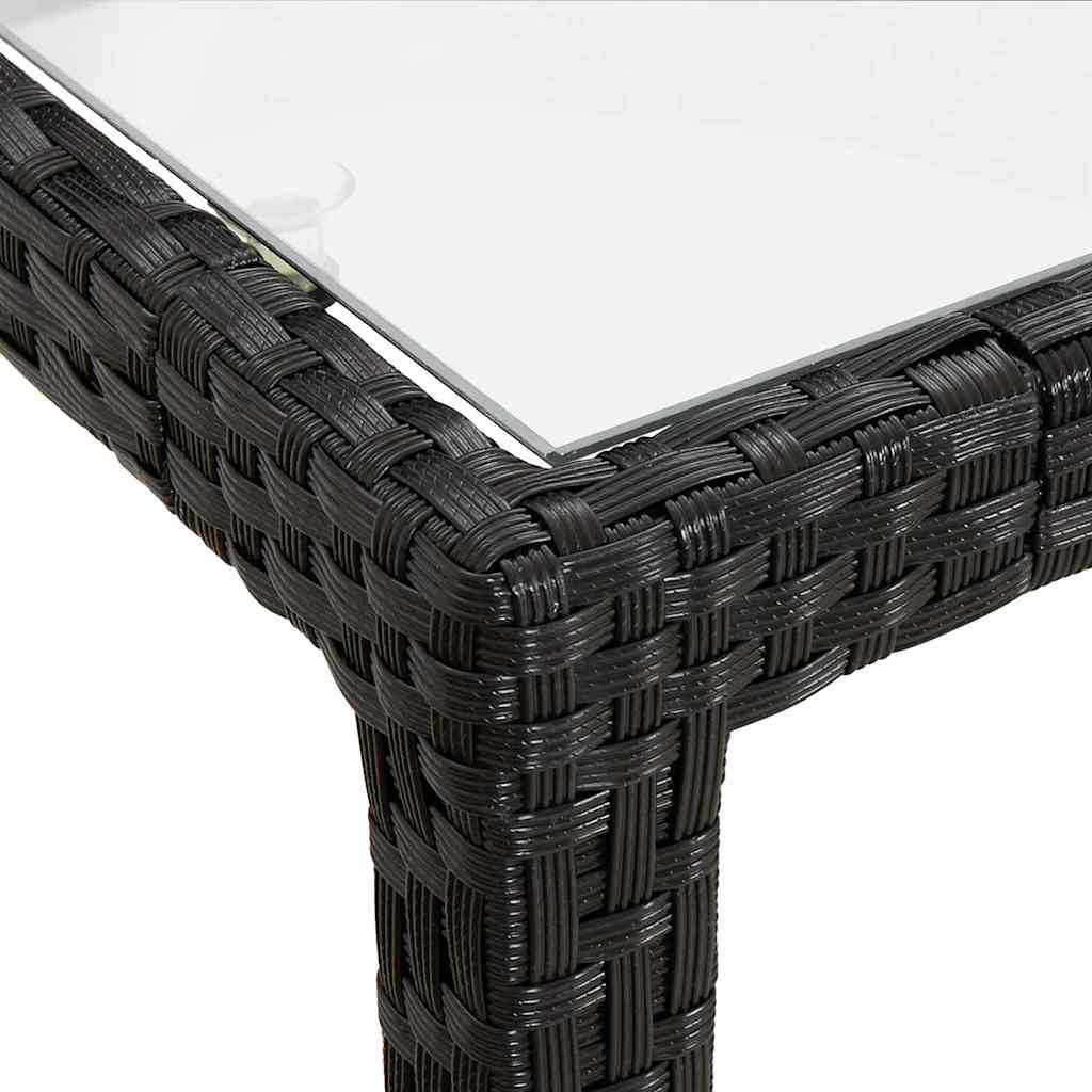 316705 vidaXL Garden Table 150x90x75 cm Tempered Glass and Poly Rattan Black