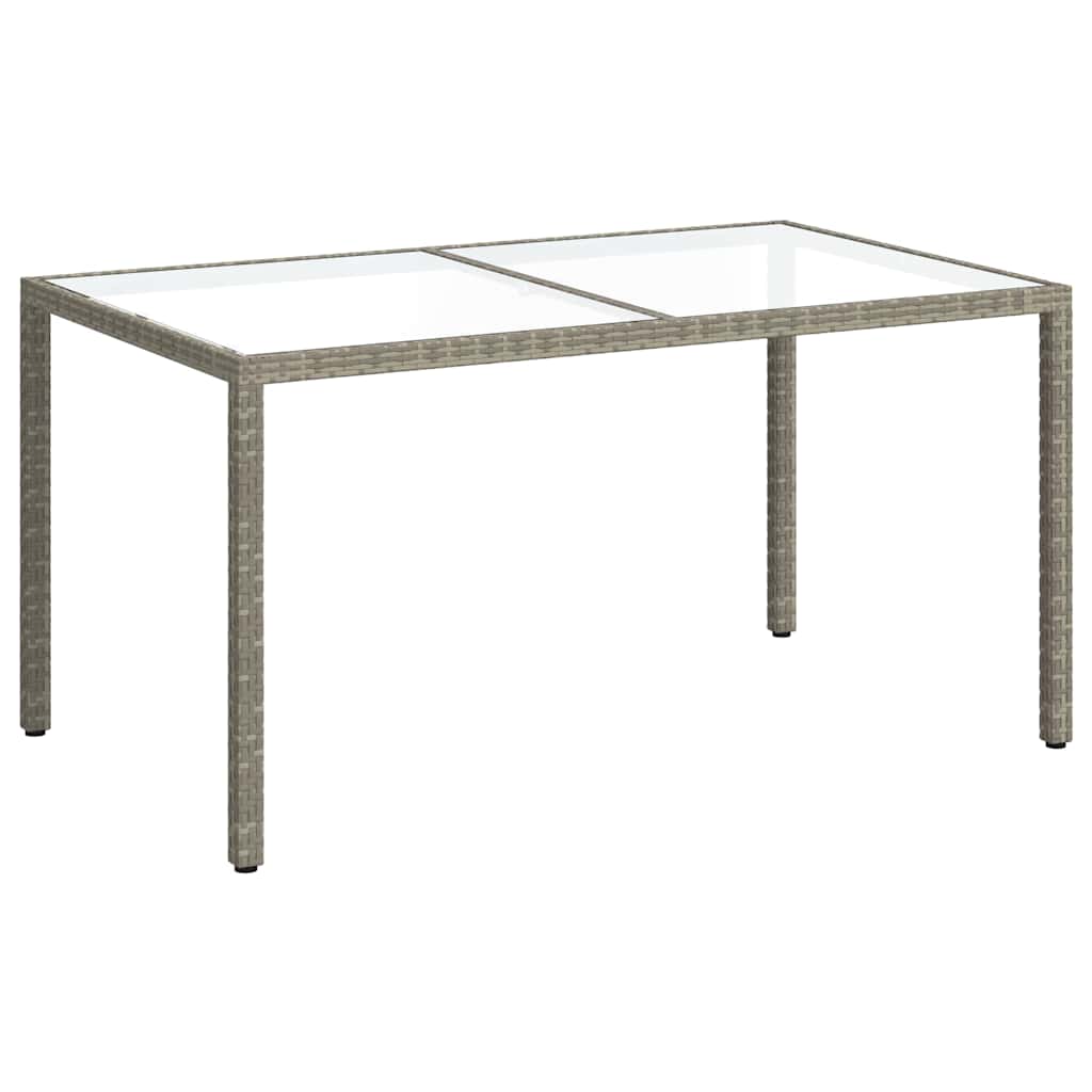 316707 vidaXL Garden Table 150x90x75 cm Tempered Glass and Poly Rattan Grey