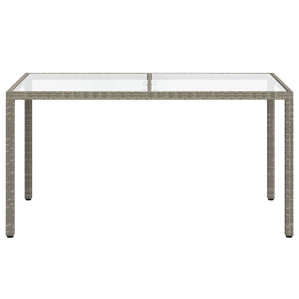 316707 vidaXL Garden Table 150x90x75 cm Tempered Glass and Poly Rattan Grey