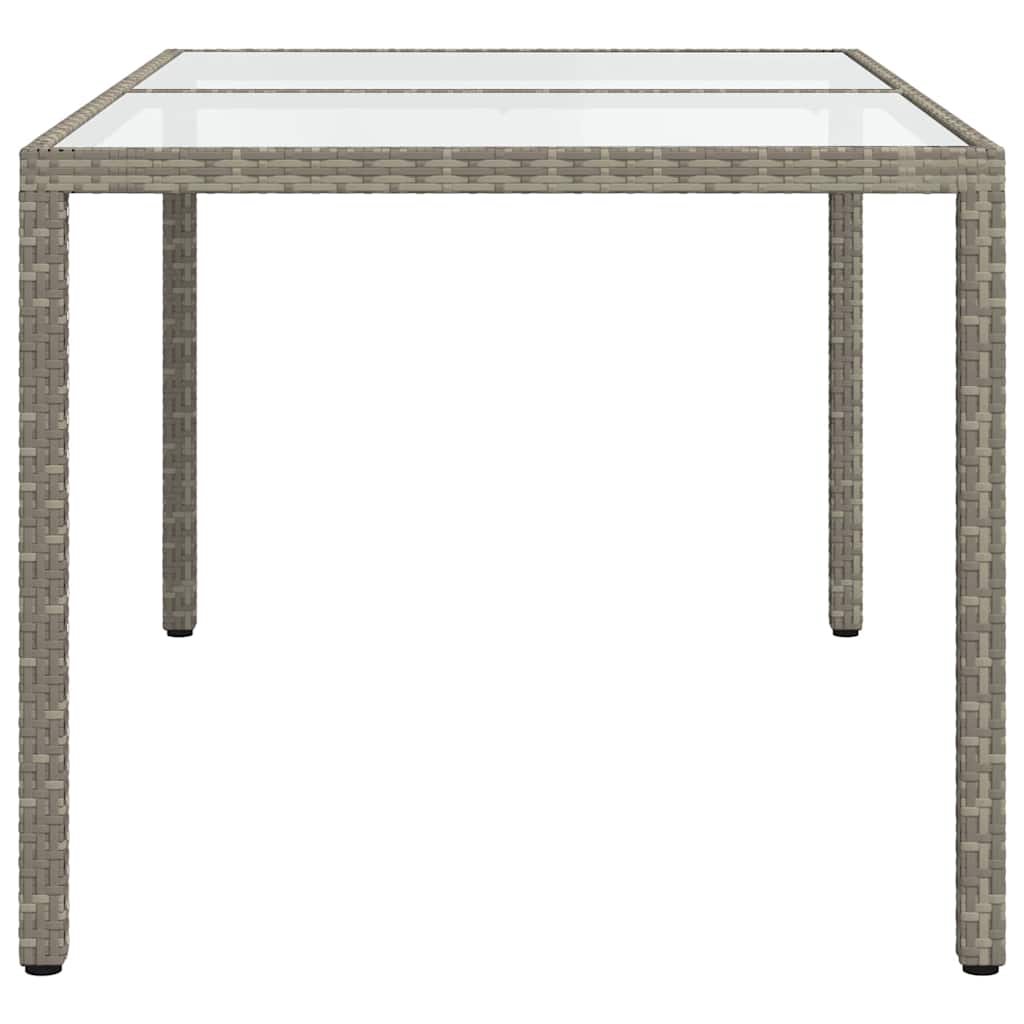 316707 vidaXL Garden Table 150x90x75 cm Tempered Glass and Poly Rattan Grey