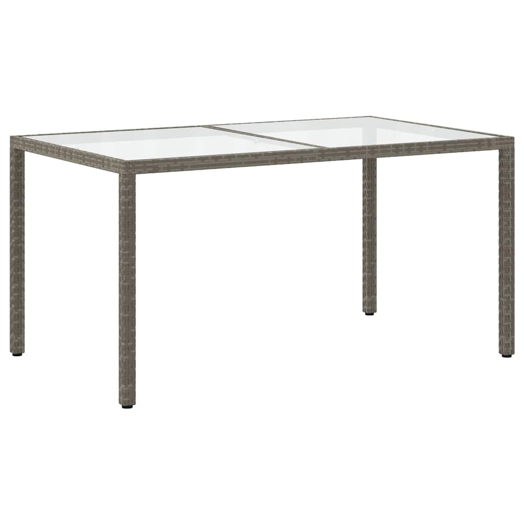 316707 vidaXL Garden Table 150x90x75 cm Tempered Glass and Poly Rattan Grey