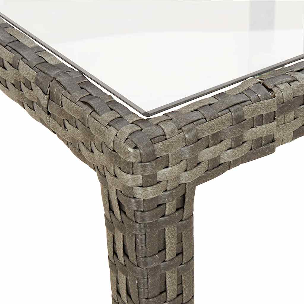 Garden Table 150x90x75 cm Tempered Glass and Poly Rattan Grey