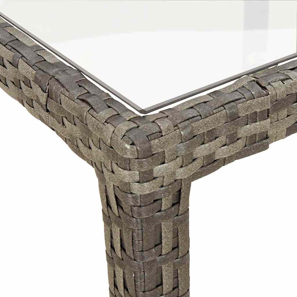 316707 vidaXL Garden Table 150x90x75 cm Tempered Glass and Poly Rattan Grey