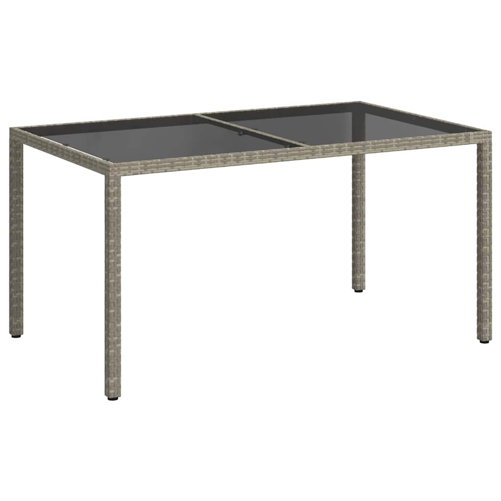 316708 vidaXL Garden Table 150x90x75 cm Tempered Glass and Poly Rattan Grey