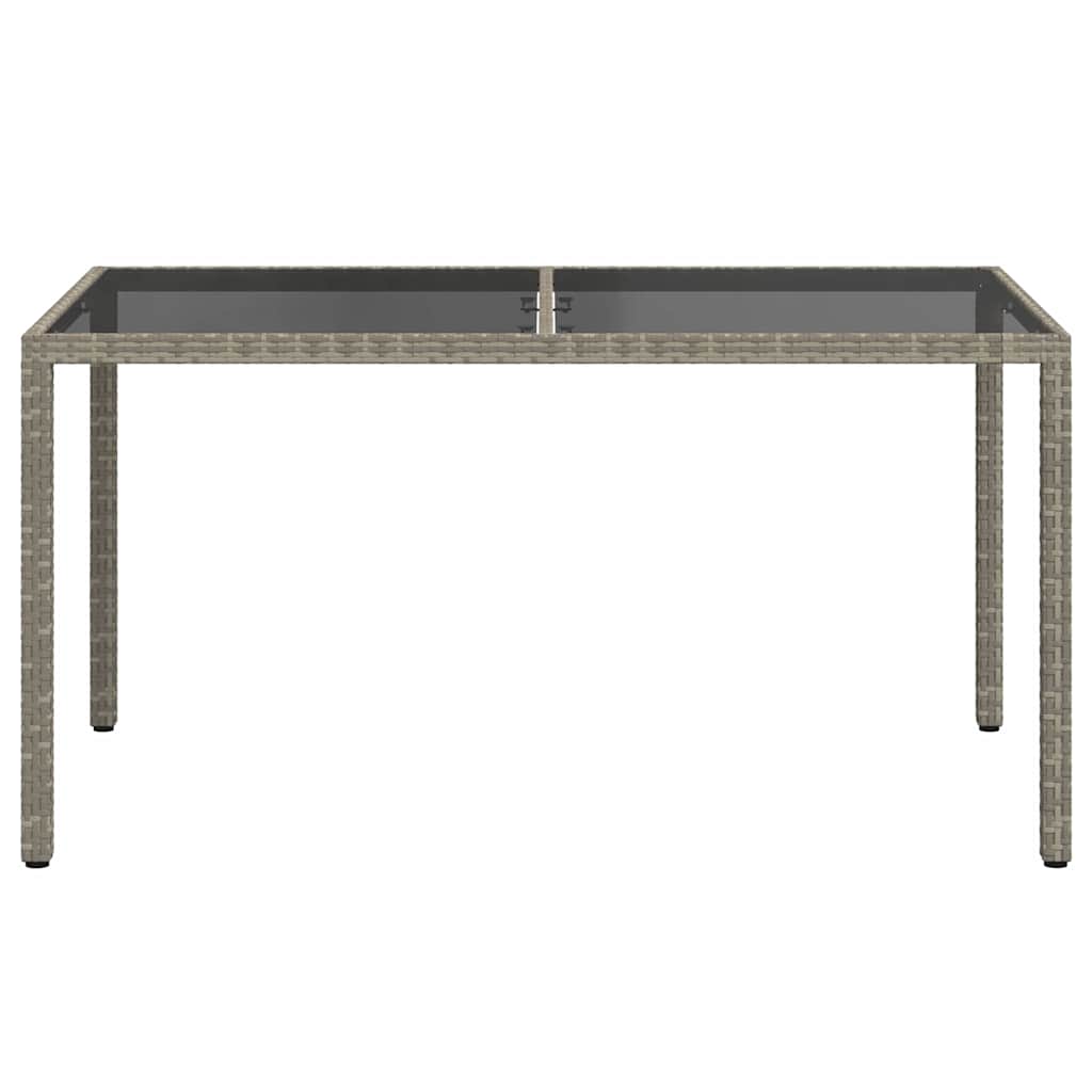 316708 vidaXL Garden Table 150x90x75 cm Tempered Glass and Poly Rattan Grey
