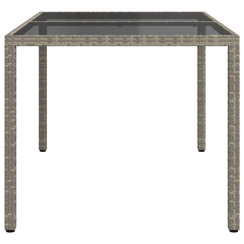 316708 vidaXL Garden Table 150x90x75 cm Tempered Glass and Poly Rattan Grey