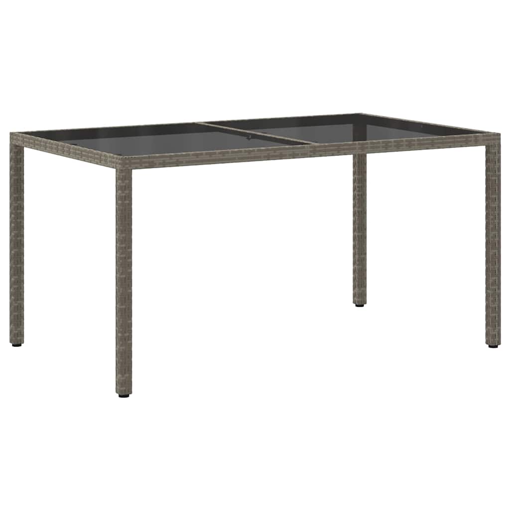 316708 vidaXL Garden Table 150x90x75 cm Tempered Glass and Poly Rattan Grey