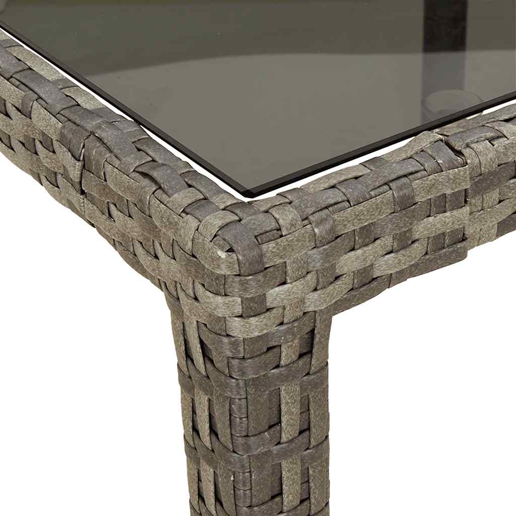 316708 vidaXL Garden Table 150x90x75 cm Tempered Glass and Poly Rattan Grey