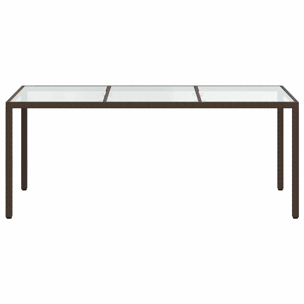 316711 vidaXL Garden Table Brown 190x90x75 cm Tempered Glass and Poly Rattan