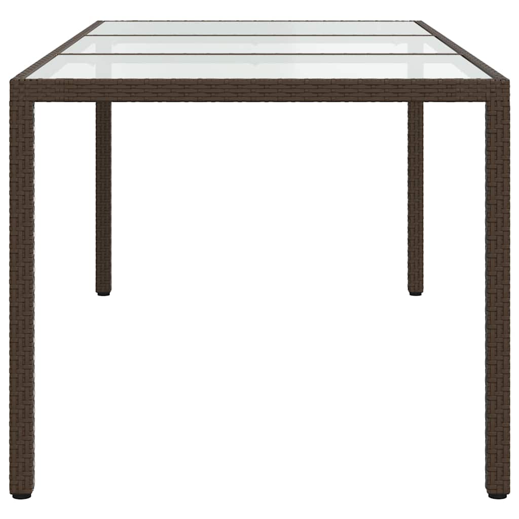 316711 vidaXL Garden Table Brown 190x90x75 cm Tempered Glass and Poly Rattan