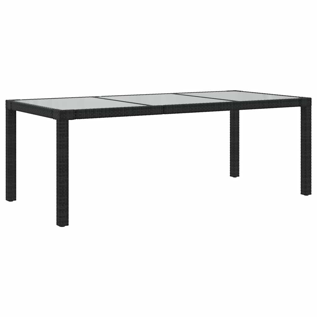 316712 vidaXL Garden Table Black 190x90x75 cm Tempered Glass and Poly Rattan