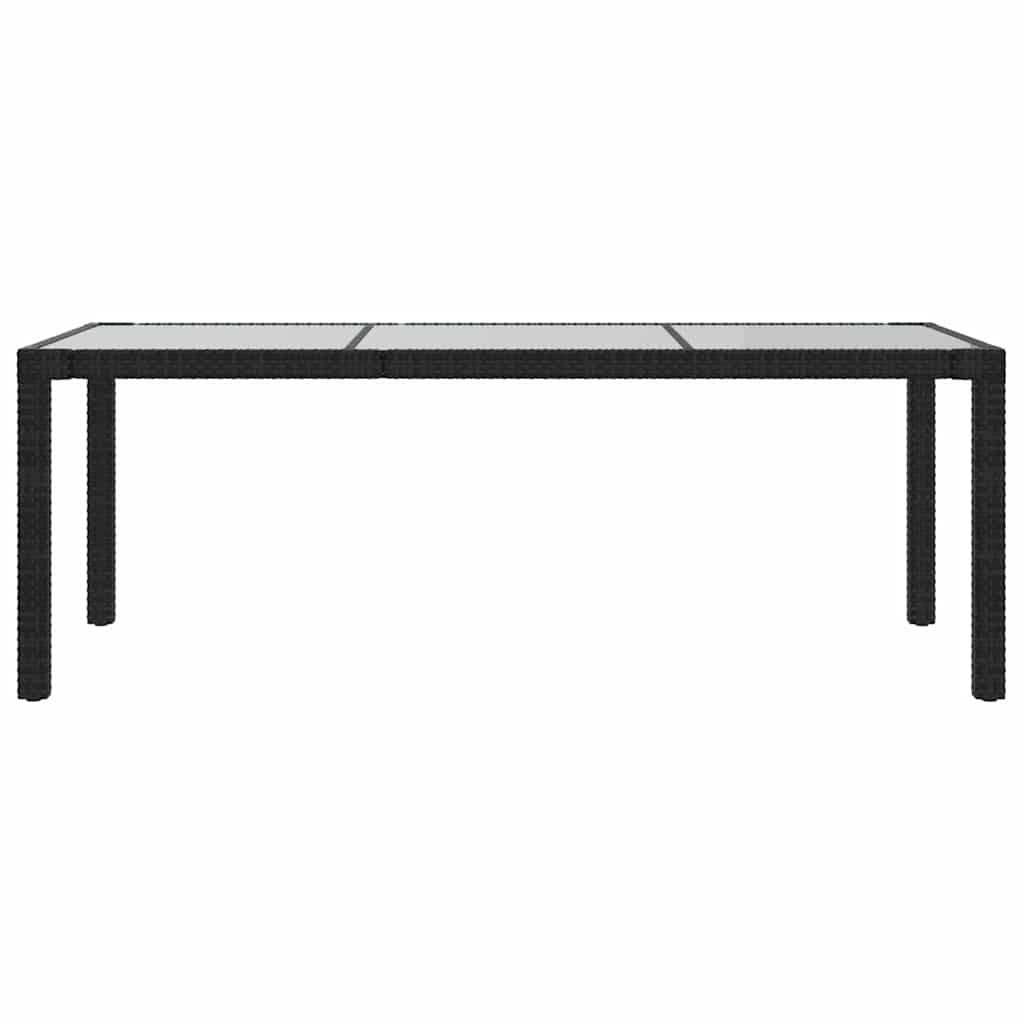 316712 vidaXL Garden Table Black 190x90x75 cm Tempered Glass and Poly Rattan