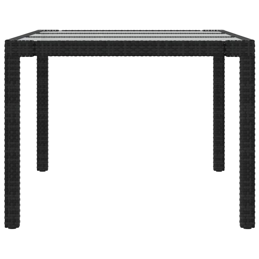 316712 vidaXL Garden Table Black 190x90x75 cm Tempered Glass and Poly Rattan